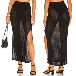 Camila Coehlo Black Knit Maxi Skirt Coverup Sheer Beach Coverup Medium Revolve
